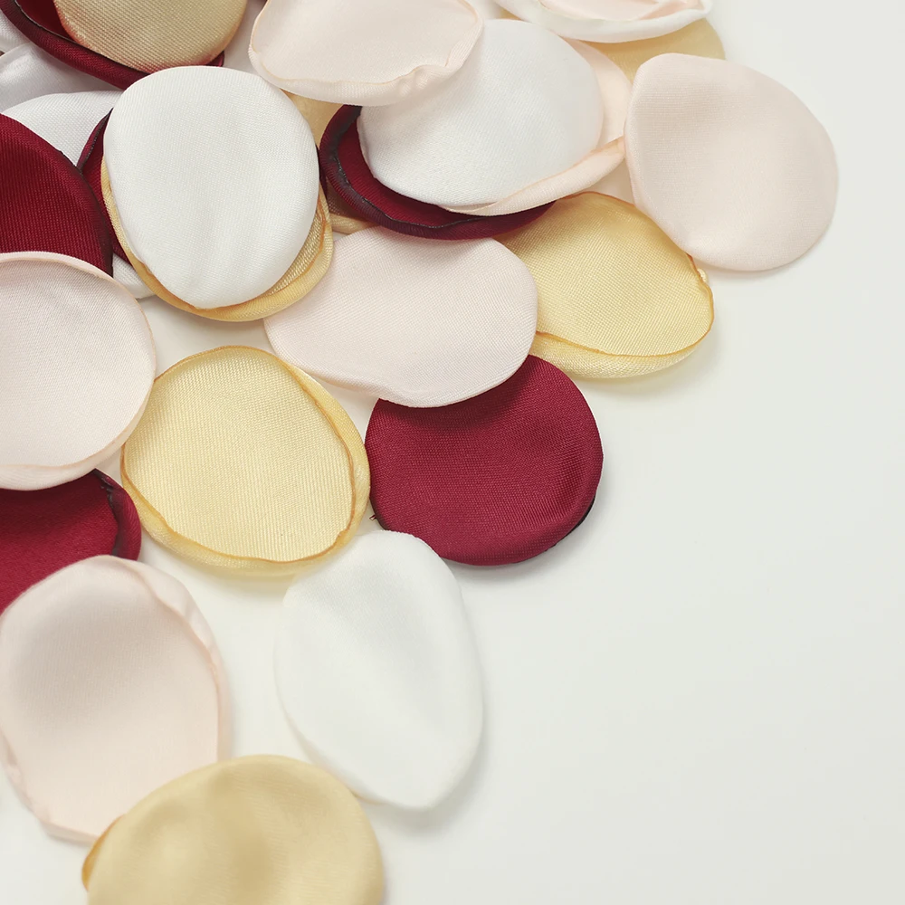 

100pcs Mixed Burgundy Silk Rose Artificial Petals Festival Decorations Wedding Party Marriage Accessories