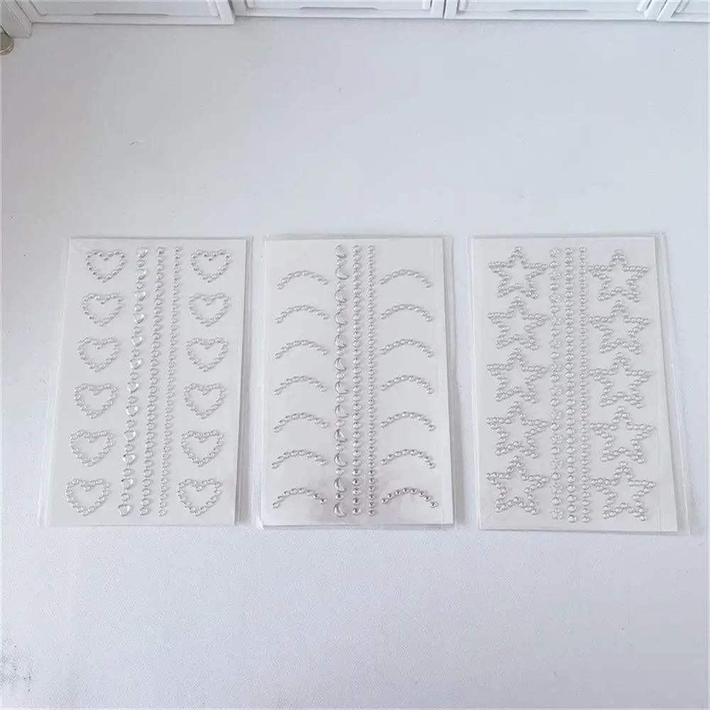 3D Rhinestone Star Heart Stickers Shiny Crystal Stationery Stickers Face Jewelry Crystal Diamond DIY Eyes Decoration Sticker