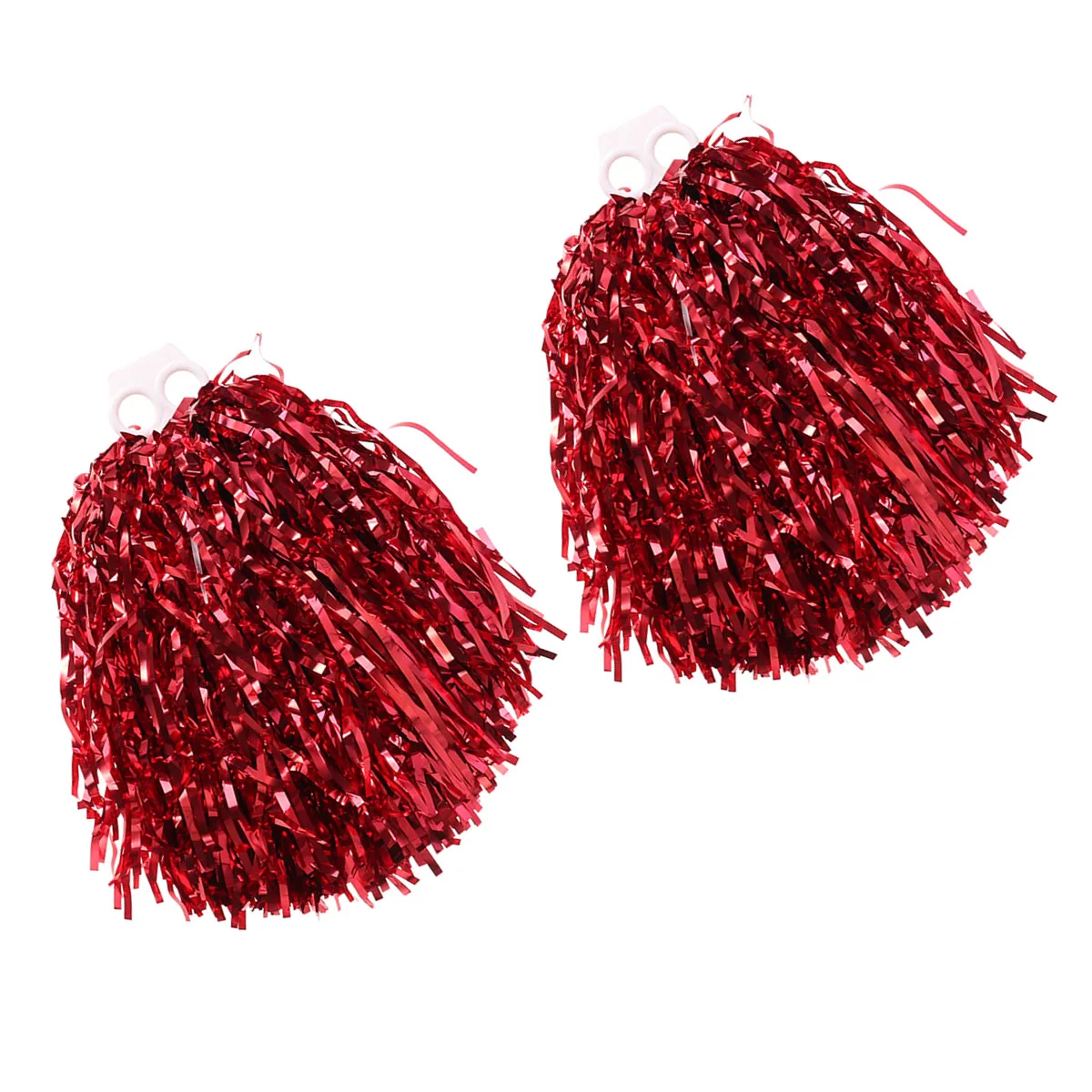 

2 Packs Cheerleader Pom Poms Plastic Ring Silver Gloss Hand Flower Accessories Sports Events Team Memorabilia