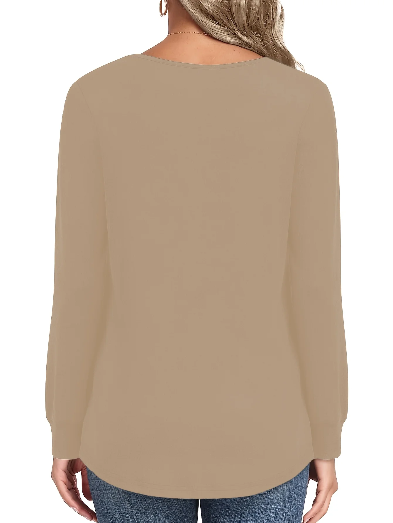 Plus Size Damen Langarm-Plissee-Oberteil für Stilvollen Komfort – Detail 14