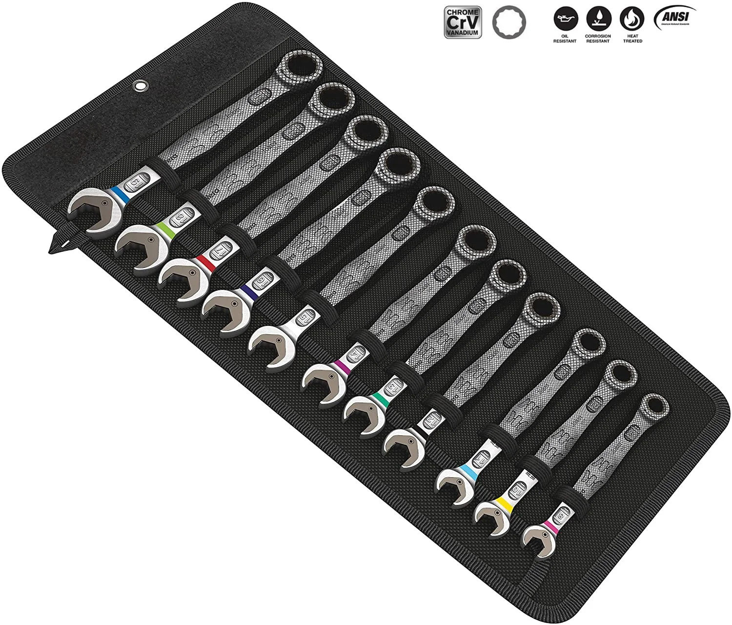 11Pcs Repair Open Combination Wrench Set Auto Repair Plum Joker Ratchet Wrenches 15° Swivel Angle For Tight Spaces,8mm-19mm