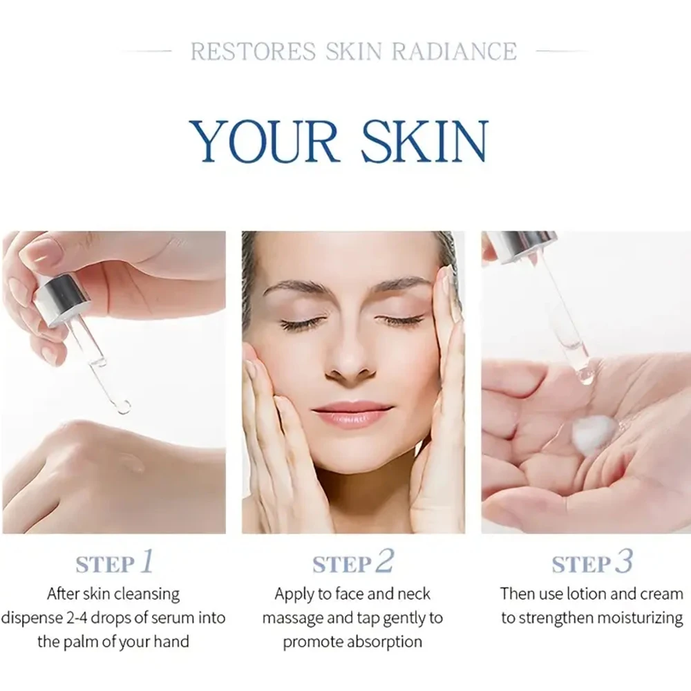 Hyaluronic acid facial serum, a natural moisturizing factor, can retain moisture for a long time,keep skin hydrated,elastic