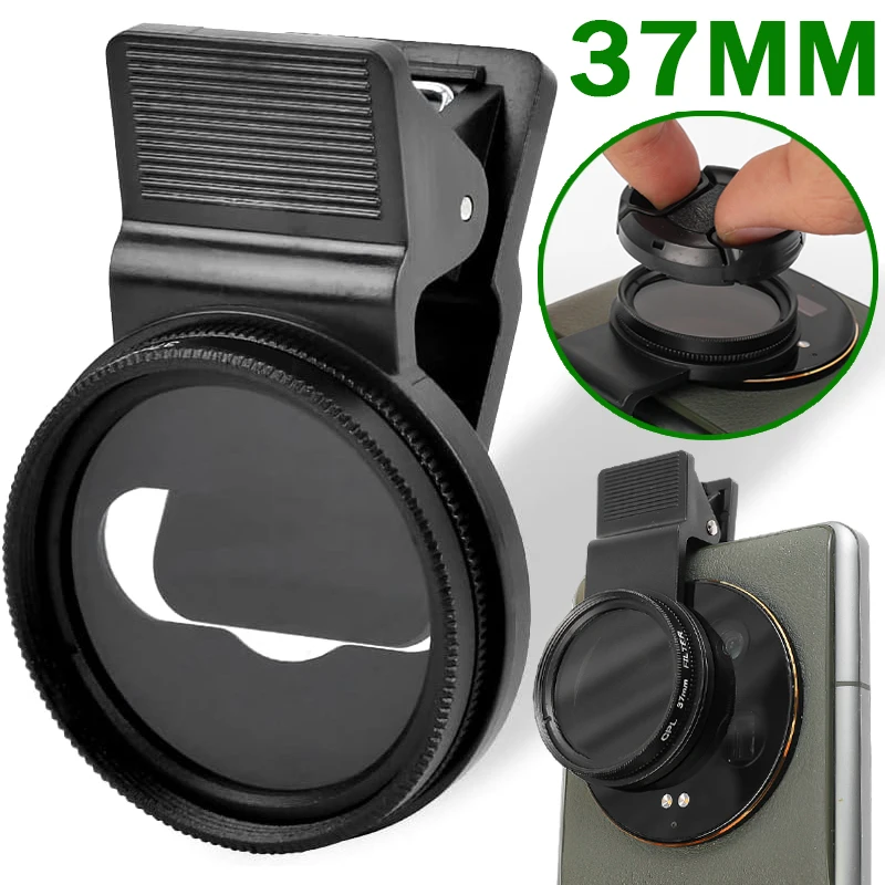 

37mm Cell Phone Lens CPL Filter Circular Polarizer Universal Phone Camera CPL Polarizer Filter Clip Kit for IPhone Samsung