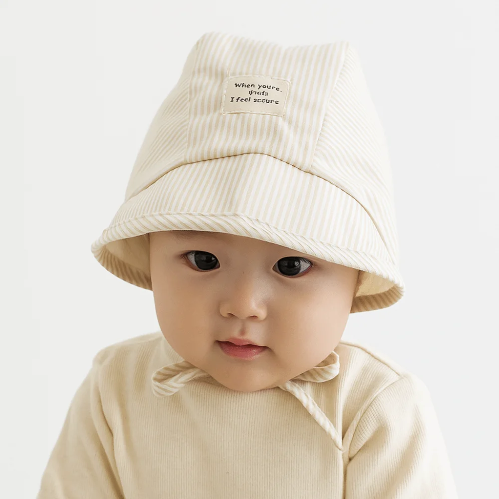

Breathable Soft Baby Fetal Cap Wide Brim Stripe Infant Bonnet Hat UV Protection Cotton Newborn Sun Hat 3-12 Months