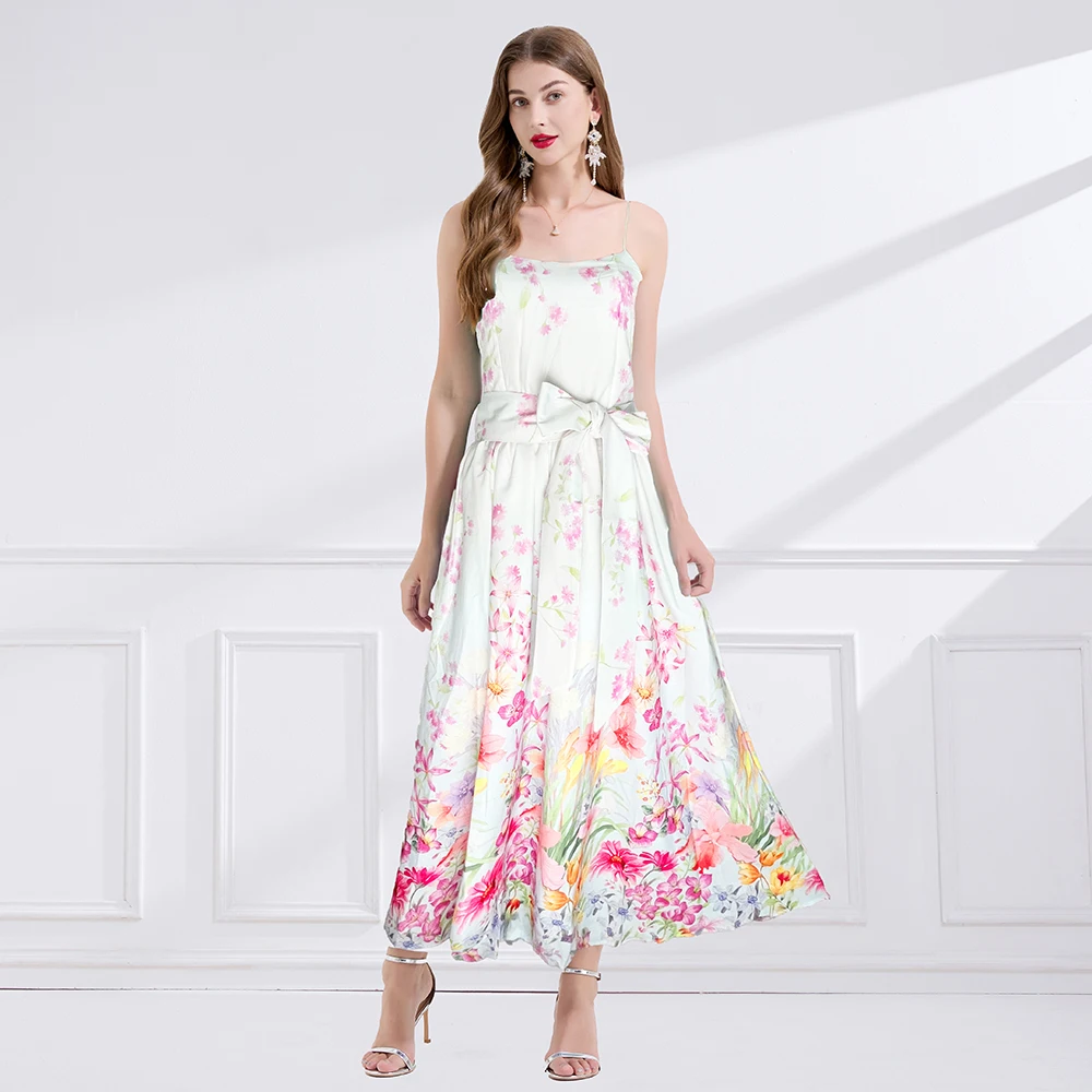 Camiseta Feminina de Verão com Estampa Longa e Cinto, Com Detalhe de Nó na Cintura