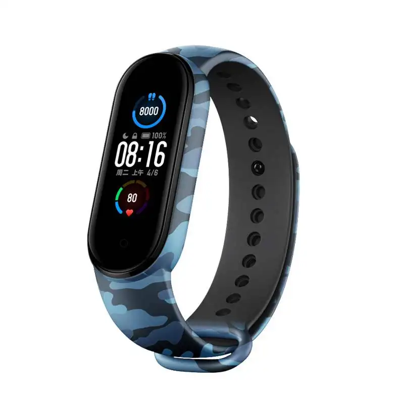 Camouflage Strap for Xiaomi Mi Band 6 5 4 3 Bracelet Sport Silicone Strap Replacement Wristband for Miband 4 5 6 7 Smart Band