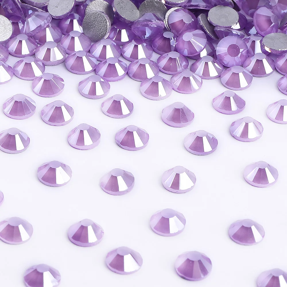 คริสตัลแก้วโมคาซีรีส์ แบบไม่ใช้ความร้อน คริสตัลแบนหลังเรียบ กลิตเตอร์หลากขนาด สำหรับตกแต่งชุด เล็บ งานฝีมือ DIY