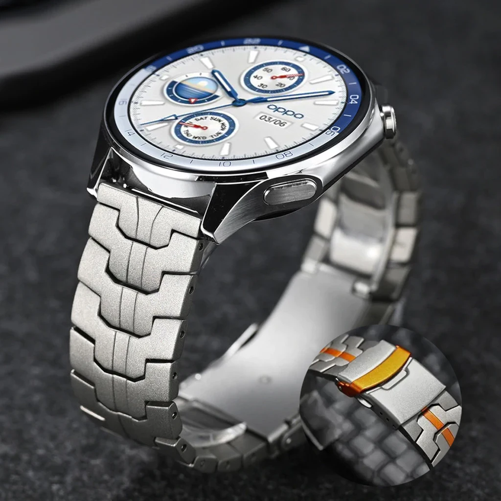 Pulseira luxuosa de aço inoxidável, 22mm, para oppo watch 4 pro x x2, pulseira de metal para oneplus watch 3 2 2r 46mm/realme watch s 2 3 pro belt