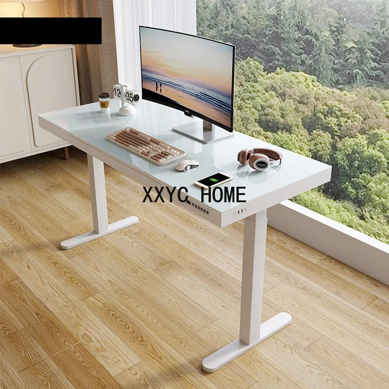 Electric Lifting Table Home Workbench Computer Desk Desk Study Table Office Desk Tempered Glass Gaming Table