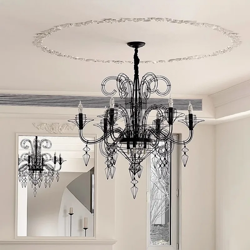 Nordic Designer Pendant Lights Home Decor Baroque Iron Led Lights Bedroom Dining Table Living Room Lighting Hanging Chandelier