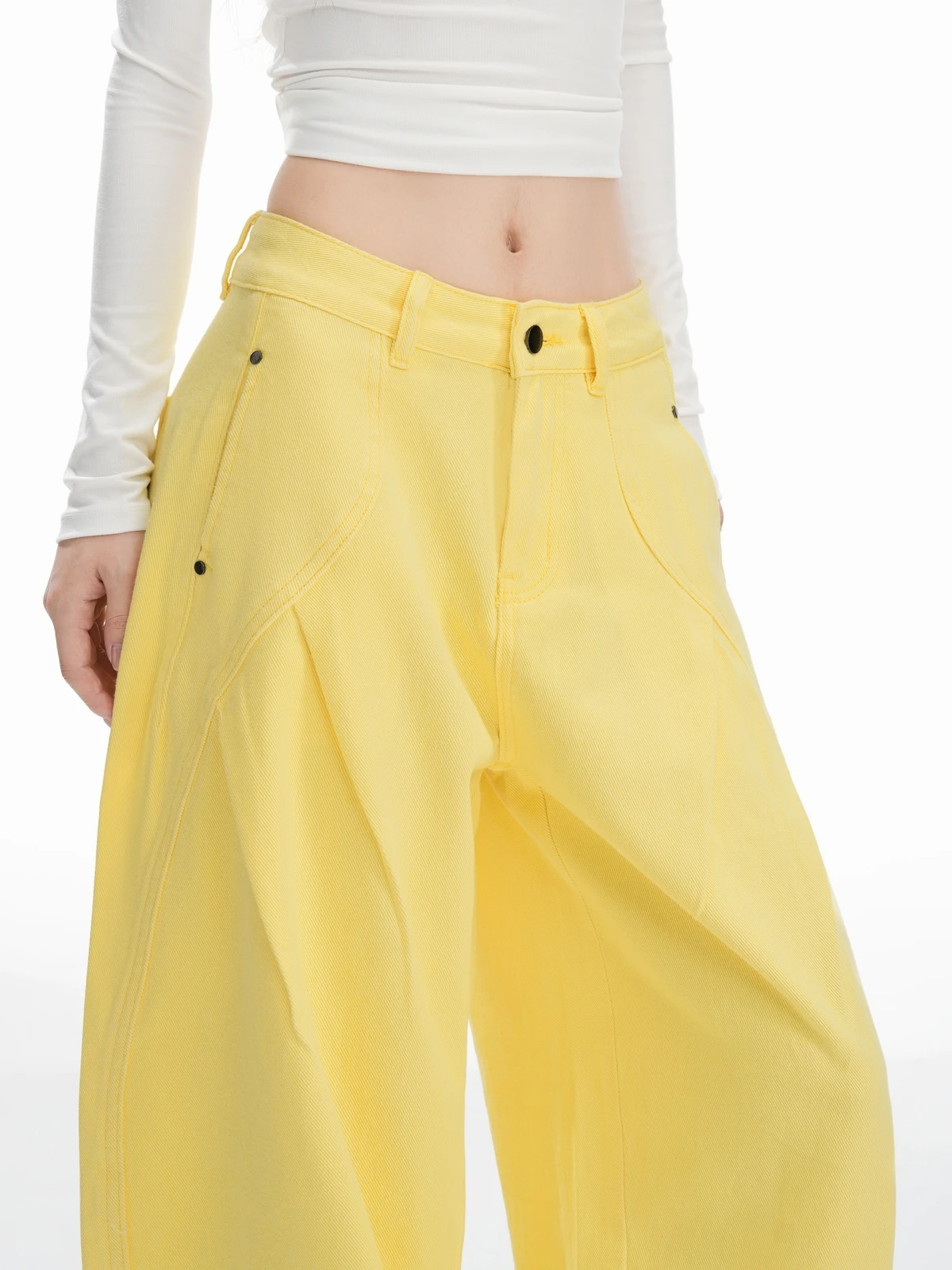 ZHISILAO Nuovi Jeans Cargo Gialli Donna Vintage Casual Y2k Pantaloni in Denim Allentati a Vita Alta Streetwear 2025