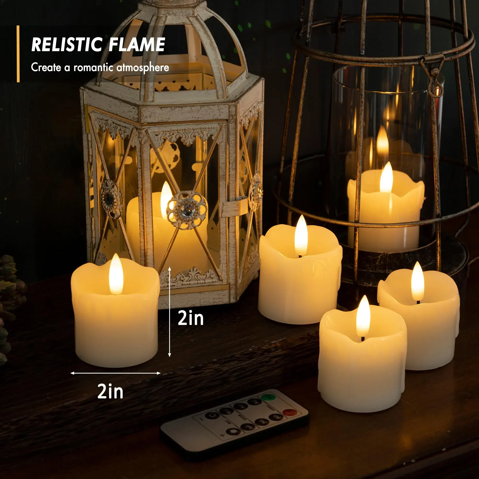 Flickering Real Wax Led Candles Flameless Votive Candles with Remote 3D wick Tea Light Wedding Party Holiday Home Decoration