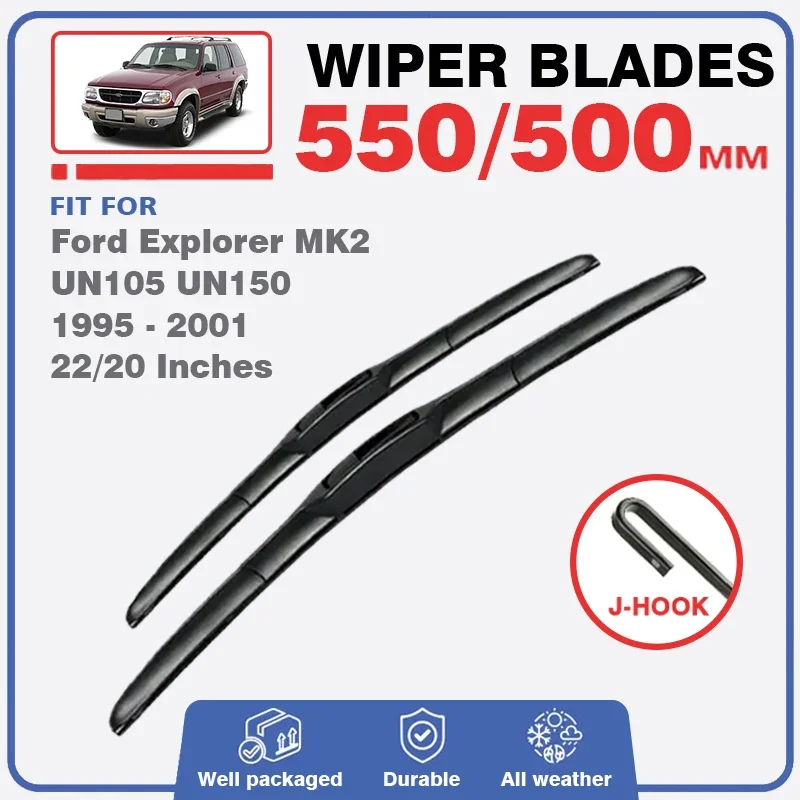 

For Ford Explorer MK2 1995 - 2001 UN105 150 Front Windshield Windscreen Wiper Blades Window Accessories U Hook Arms 1996 1997