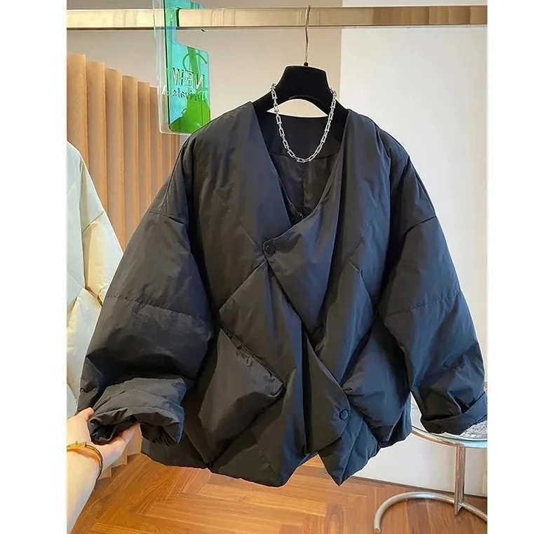 Damen Daunen-Baumwolljacke, locker, lässig, fortschrittlich, Damen-Winterparka, Design Sense, bequeme Damen-Oberbekleidung