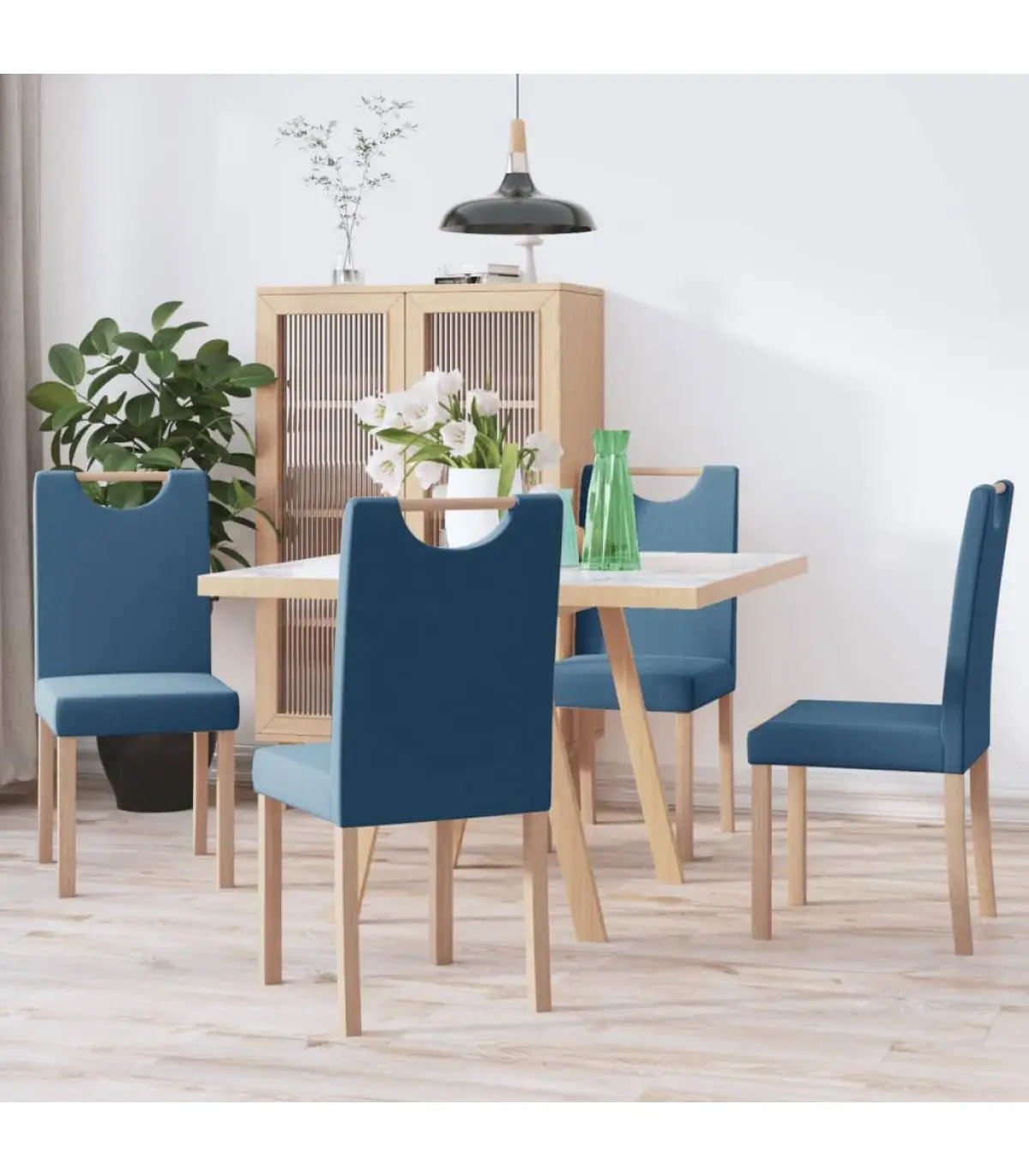 Dining chairs dining chairs 4 units blue fabric