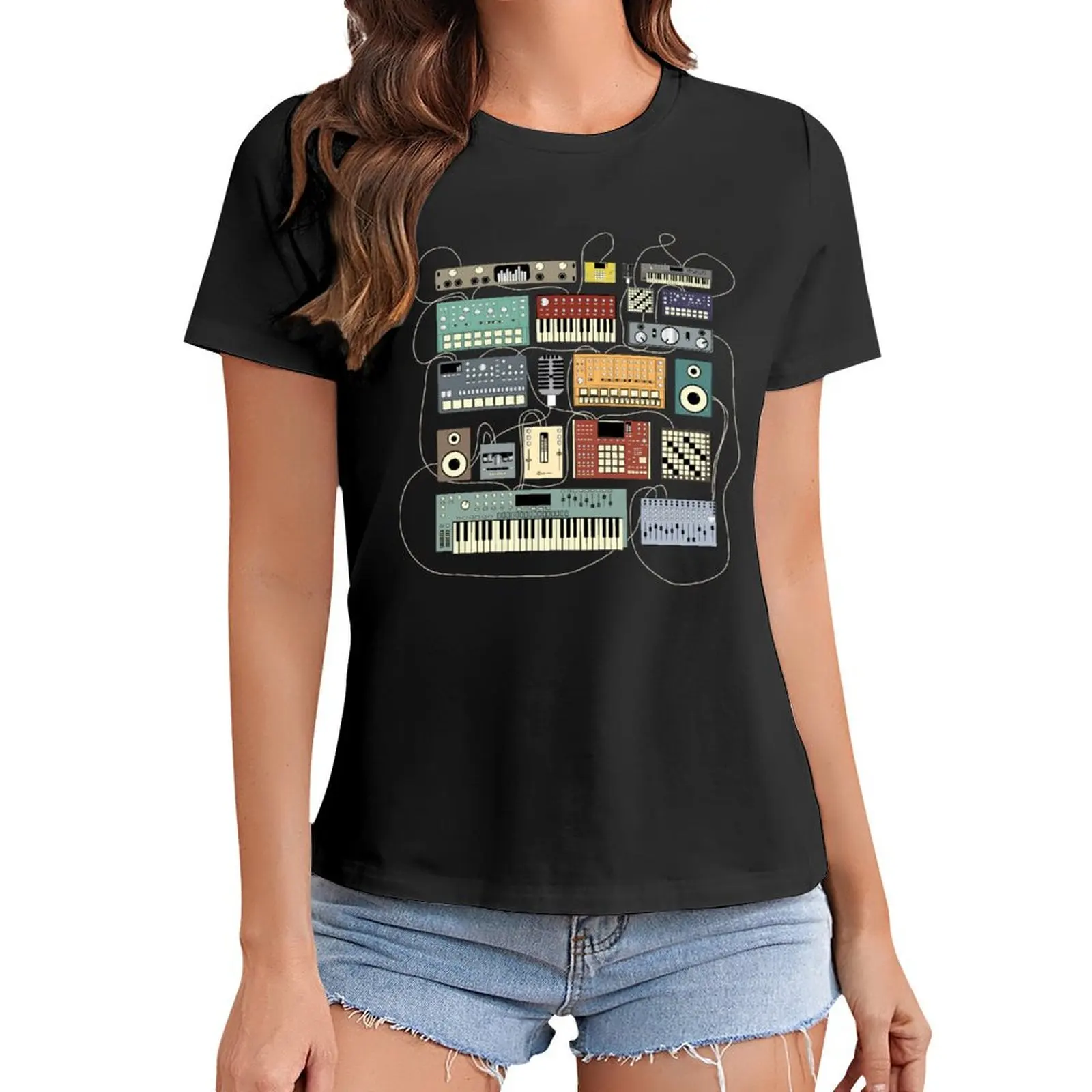 

Electronic musician Synthesizer and Drum Machine Dj T-Shirt summer top tops Women's t-shirt