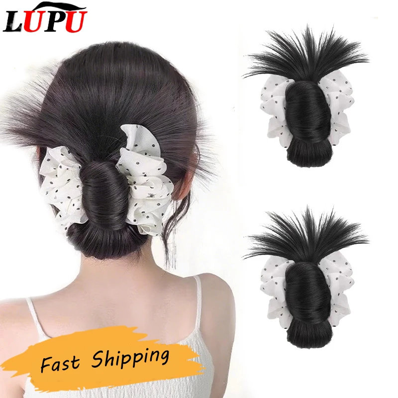 

LUPU Синтетическое завязанное куриное перо с шариковой головкой, зажим для когтей, булочка, ленивая булочка, парик, сумка, аксессуары для волос, подходит для женщин