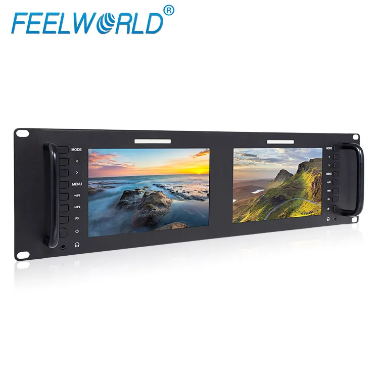 FEELWORLD 7inch IPS screen tally indicator SDI loop through 2RU dual rack monitor