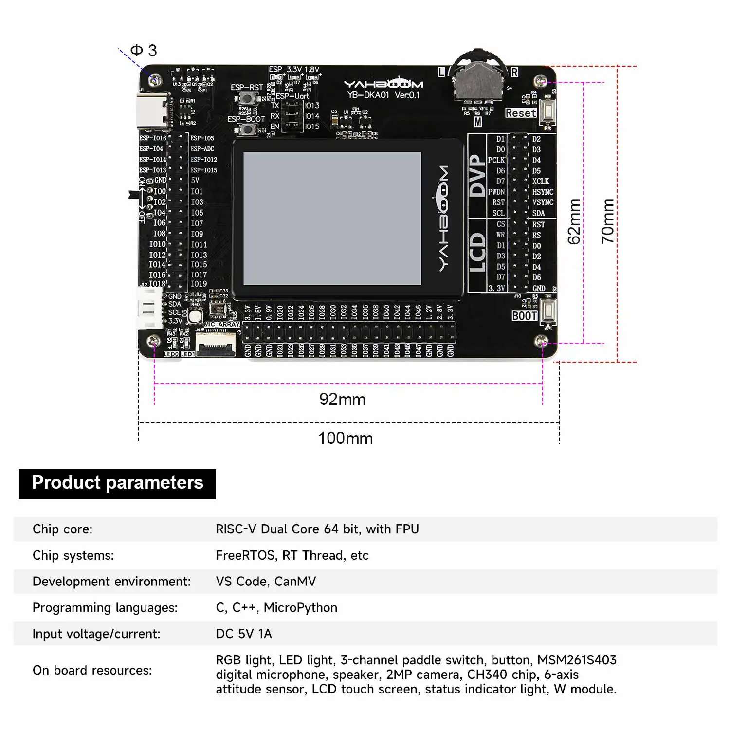 Yahboom K210 Developer Kit Support C Language MicroPython Programming for AI Visual Recognition Deep Learning Face Detection