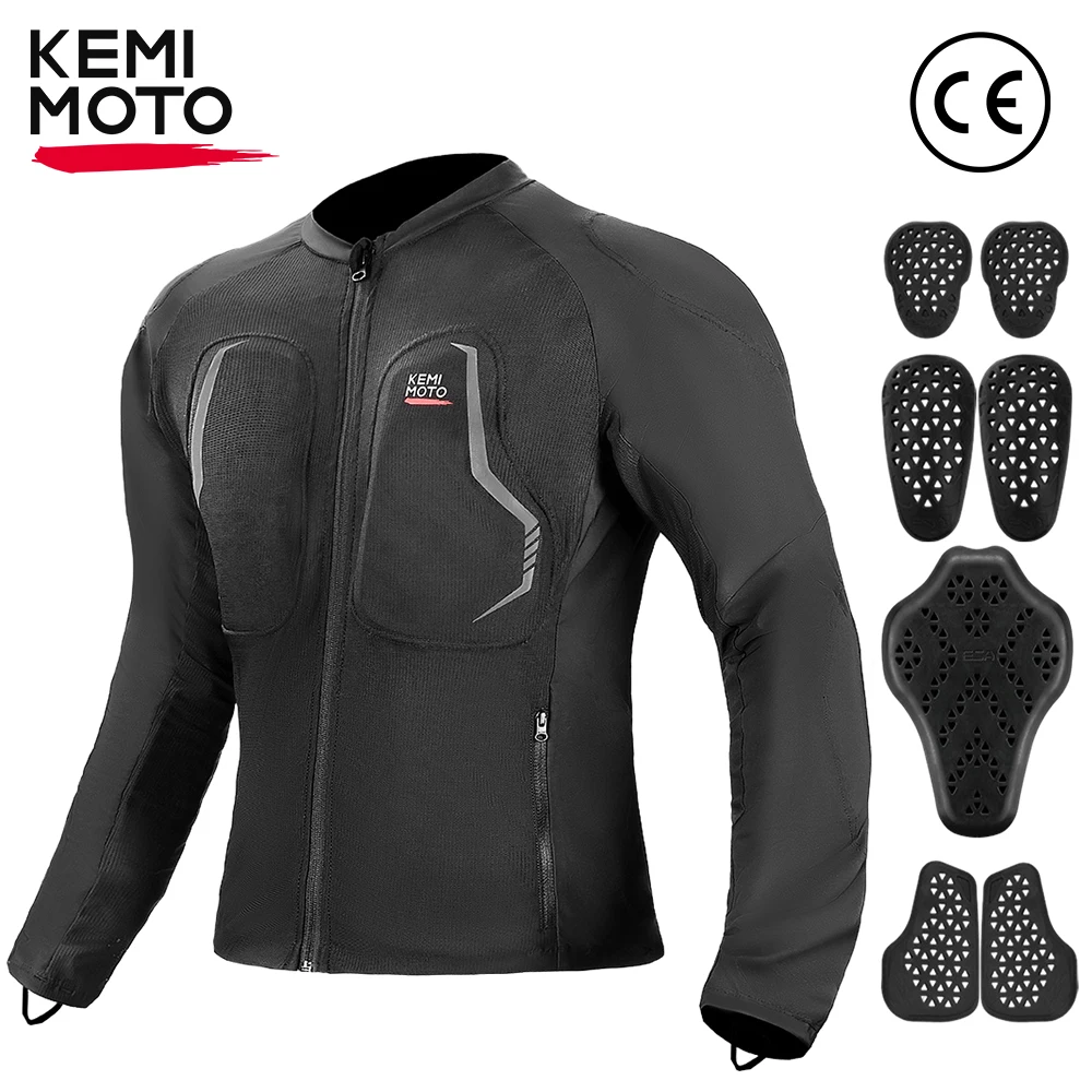Motorcycle Body Armor Jacket CE Protective Gear Summer Breathable Mesh Top 7PCS Soft Flexible Impact Protection for Men Women