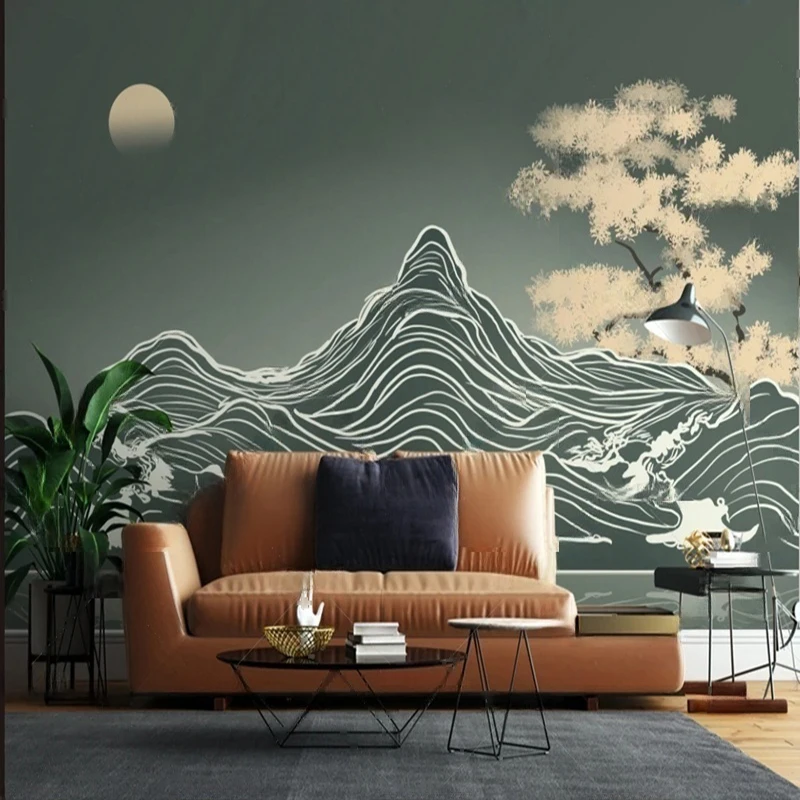 

Custom Chinese Style Mural Wallpaper Hand-Painted River Tree Pattern Background Wall Art for Living Room Bedroom Decor