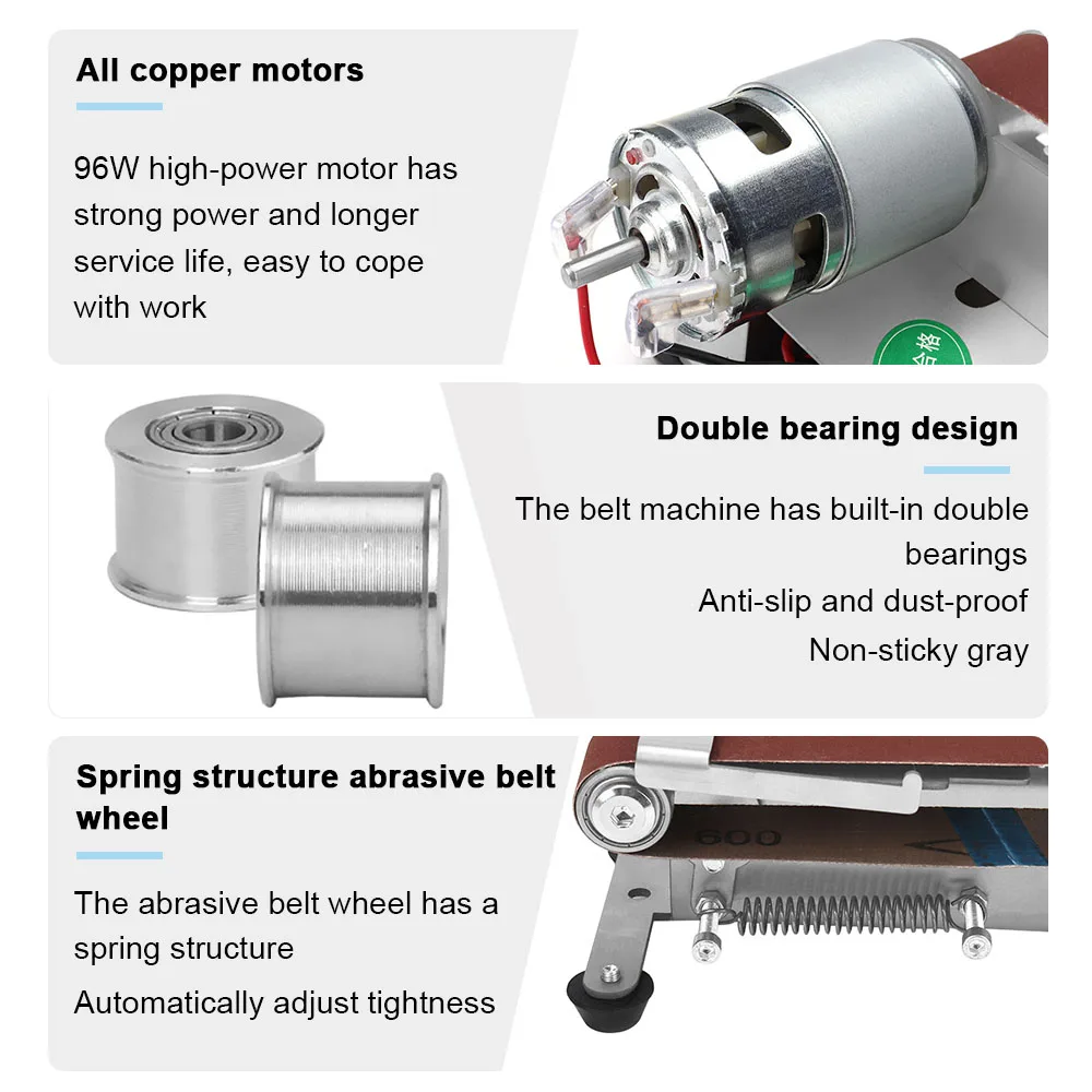 110V/220V ขัดเครื่องขัดส้นเท้า Mini Multifunctional Sander เข็มขัดไฟฟ้าเครื่องตัดขอบ Sharpener Grinder 7ความเร็วปรับ