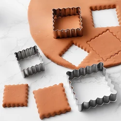 Set(3pcs) Stainless Steel Lace Biscuit Mold Set Simple Rectangular DIY Tool Baking Mold