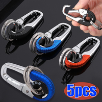 1-5PCS Men's Keychain Hook Stainless Steel Buckle Outdoor Carabiner Climbing Tool Double Ring Driving Key Ring Car Accessories