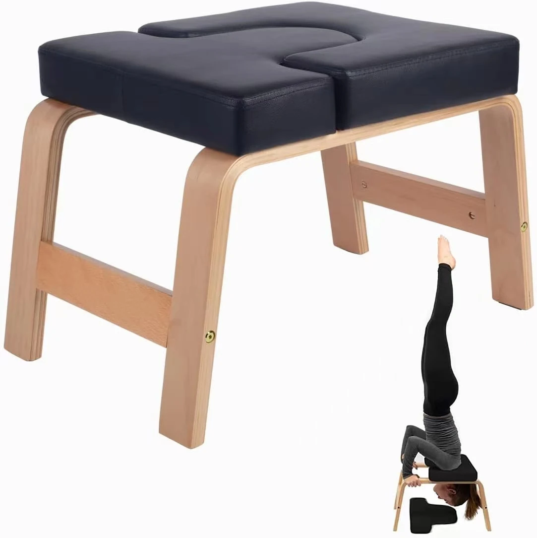 Solid Wood Pilates Reformers Yoga Inversion Bench Stool Headstand Fitness Training Chair