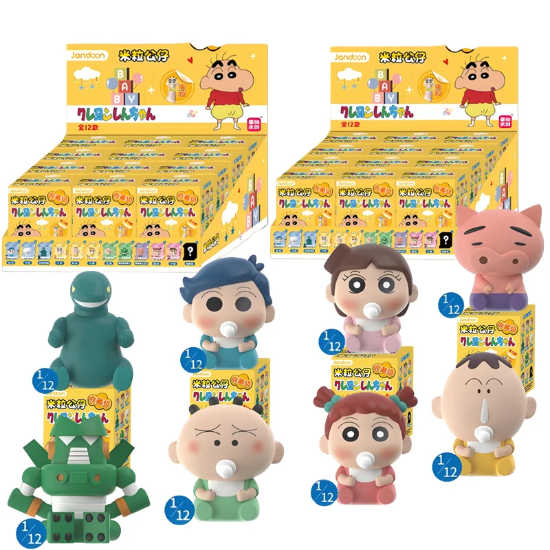 Crayon shin-chan série boneca fofa feita à mão enfeites de mesa kit de garagem modelo caixa cega brinquedos crianças presentes de aniversário