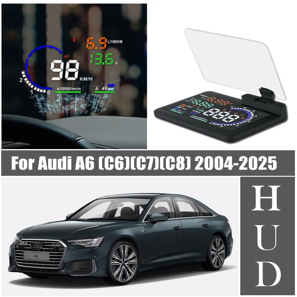Car HUD Head Up Display LED Windshield Projection For Audi A6 (C6) 2004-2011 (C7) 2011-2018 (C8) 2018-2025