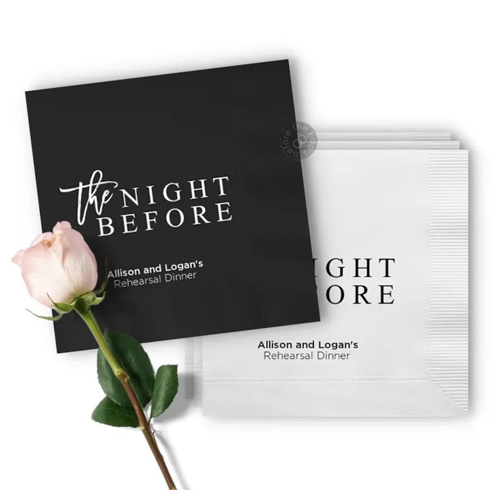 

The Night Before Rehearsal Dinner Wedding Napkins - Wedding Cocktail Napkins - Personalized Wedding Napkins