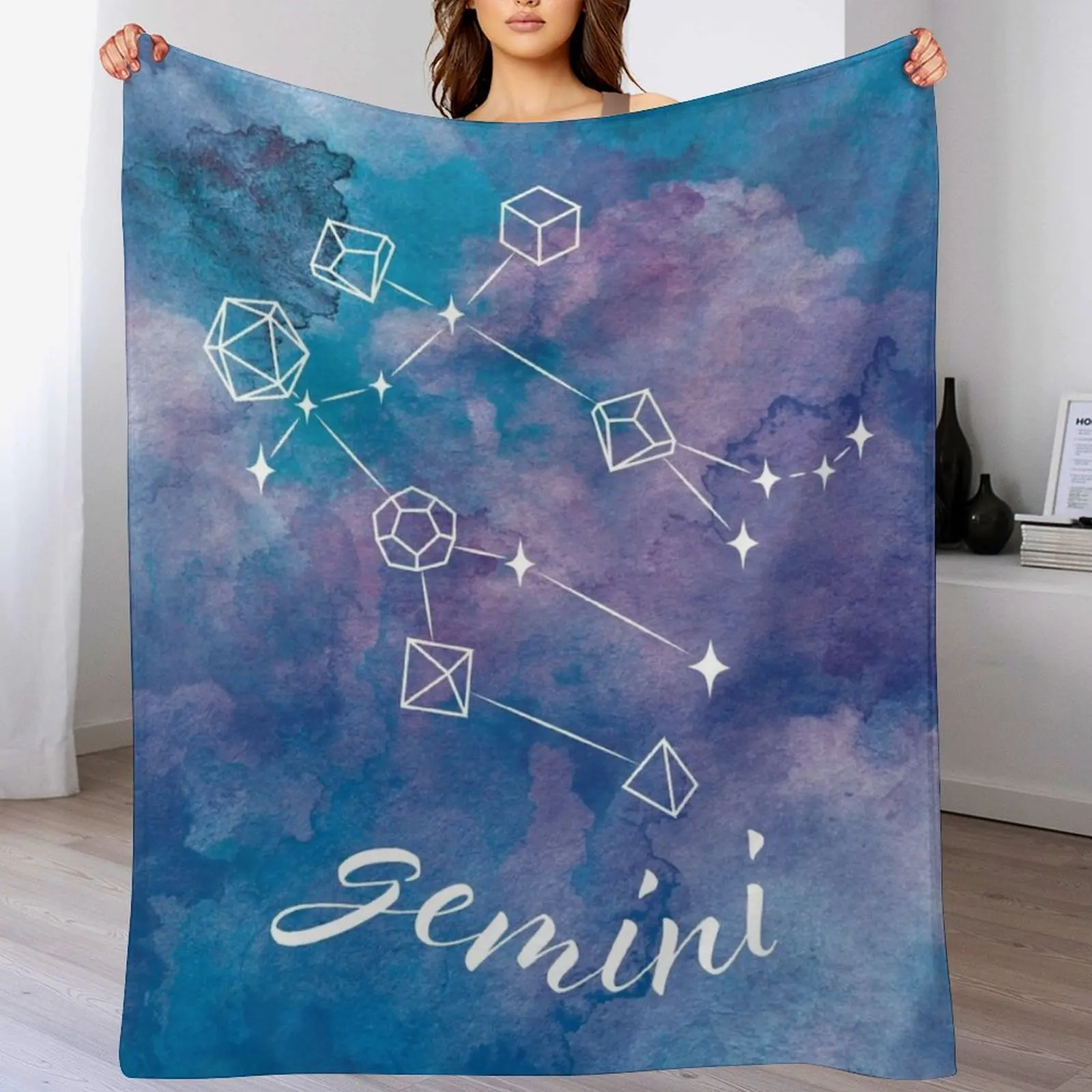 

Gemini DND Dice Zodiac Constellation Throw Blanket halloween Plaid on the sofa Decorative Throw Extra Large Throw Blankets