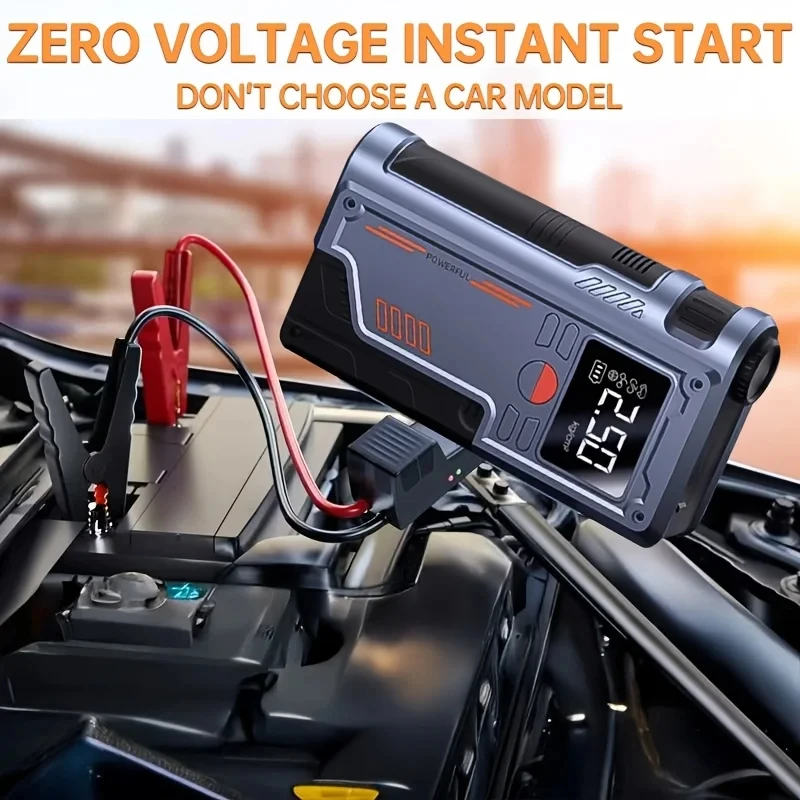 Car Emergency Starting Power Supply Car Mounted Inflation Pump Integrated Machine 12V Battery Emergency Power On image 2