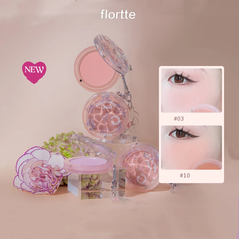 FLORTTE 퍼스트 키스 컬러 블러시 내추럴 누드 메이크업 컨투어 파우더 팔레트, 섬세한 브라이트닝, 여성 뷰티 페이스 메이크업