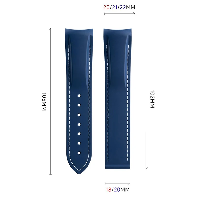 Cinturino per orologio in gomma siliconica con estremità curva per Omega Seamaster 300 Speedmaster cinturino per orologio impermeabile blu nero 20mm 21mm 22mm