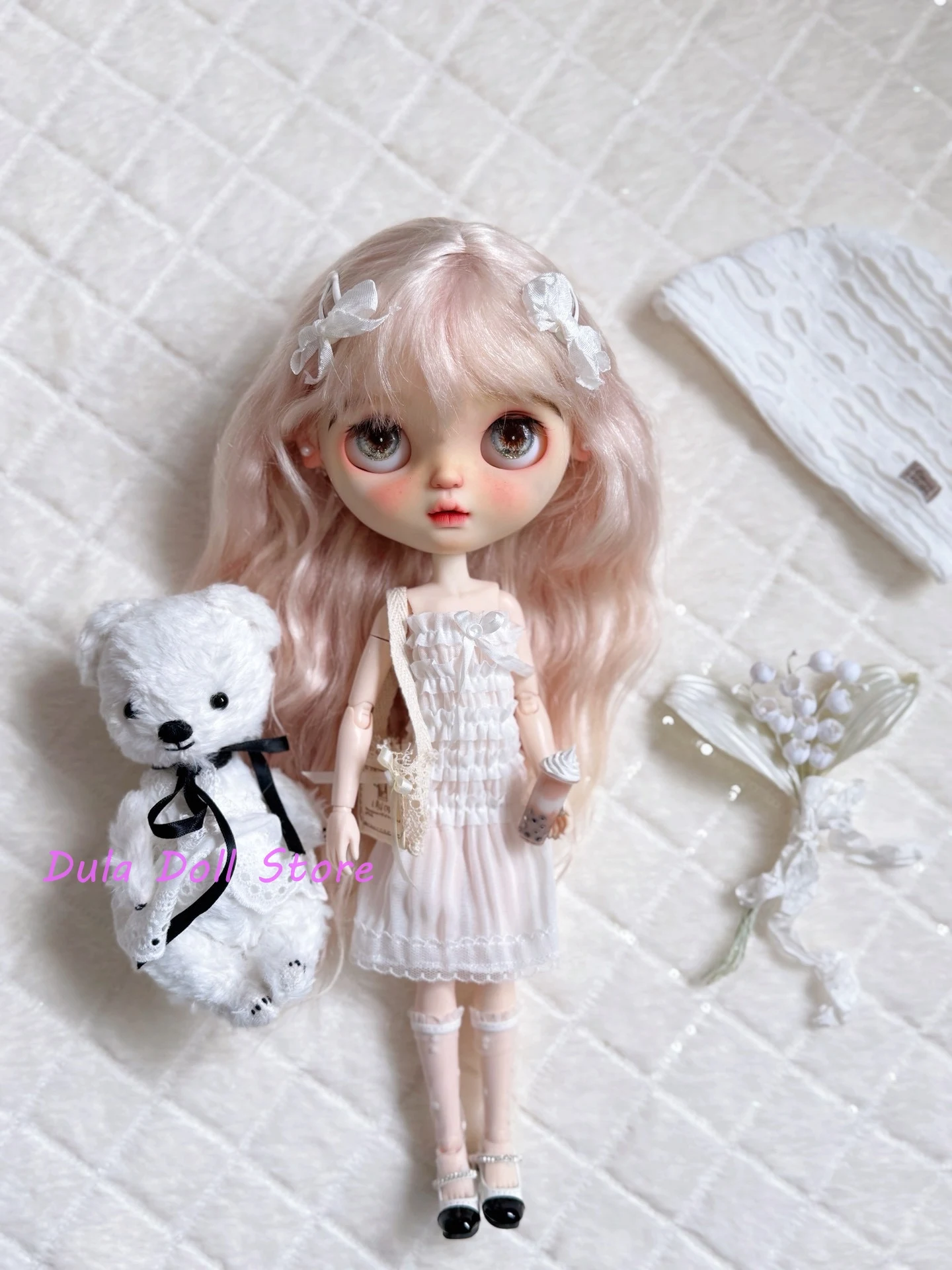 

Одежда для куклы Dula для Blythe Summer, комплект чистого белого плиссированного платья ob24 ob22 Diandian Azone Licca ICY JerryB 1/6 Bjd Doll