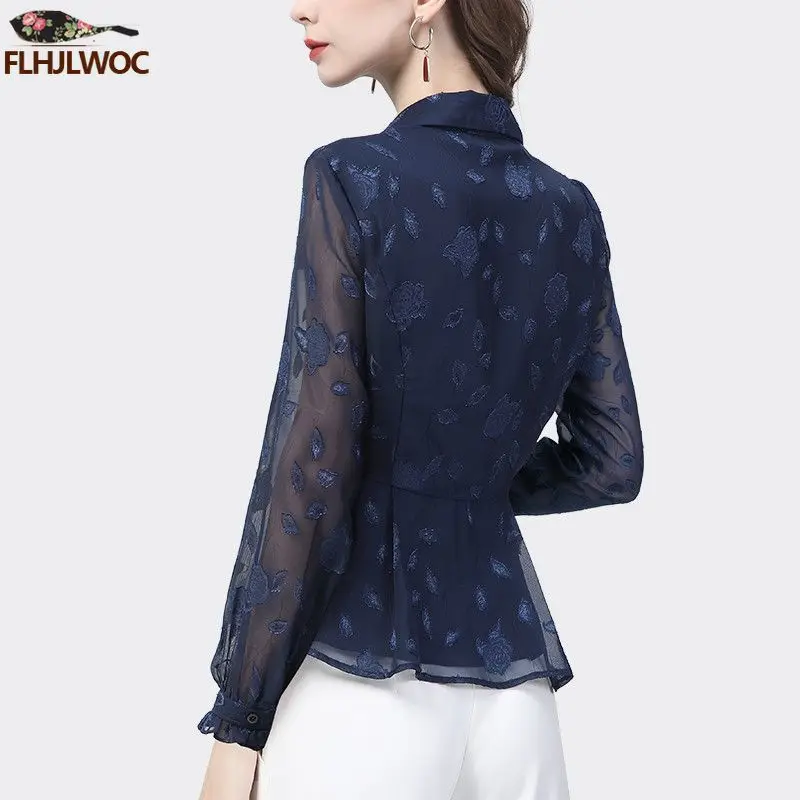 Retro Vintage Black Lace Tops Blouses Slim Fashion French Design Cute Girls Elegant Office Lady Solid Button Tops Basic Shirts