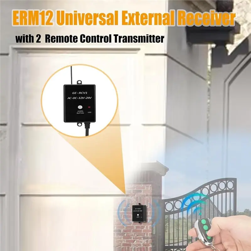 B24B Universal ERM12 External Receiver With 2 Remote Control Units For TOPENS For Automatic Door Openers, Swings& Sliding Gates