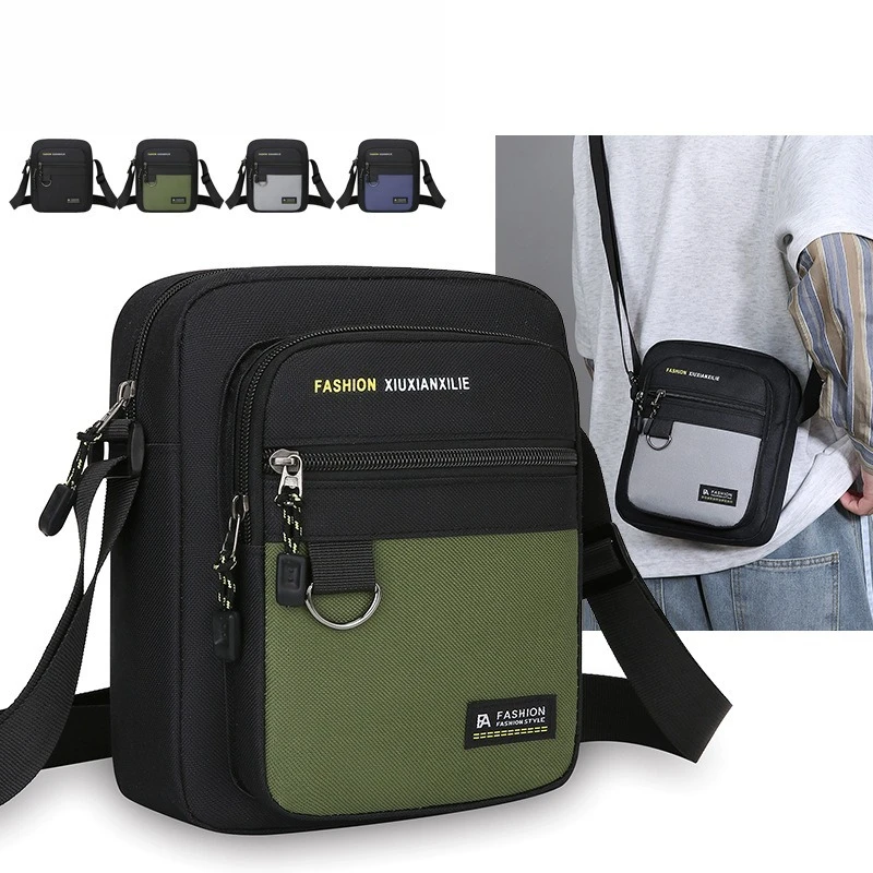 

Повседневная водонепроницаемая мужская сумка через плечо Оксфорд, многослойная легкая сумка через плечо с несколькими карманами для кассовых аппаратов