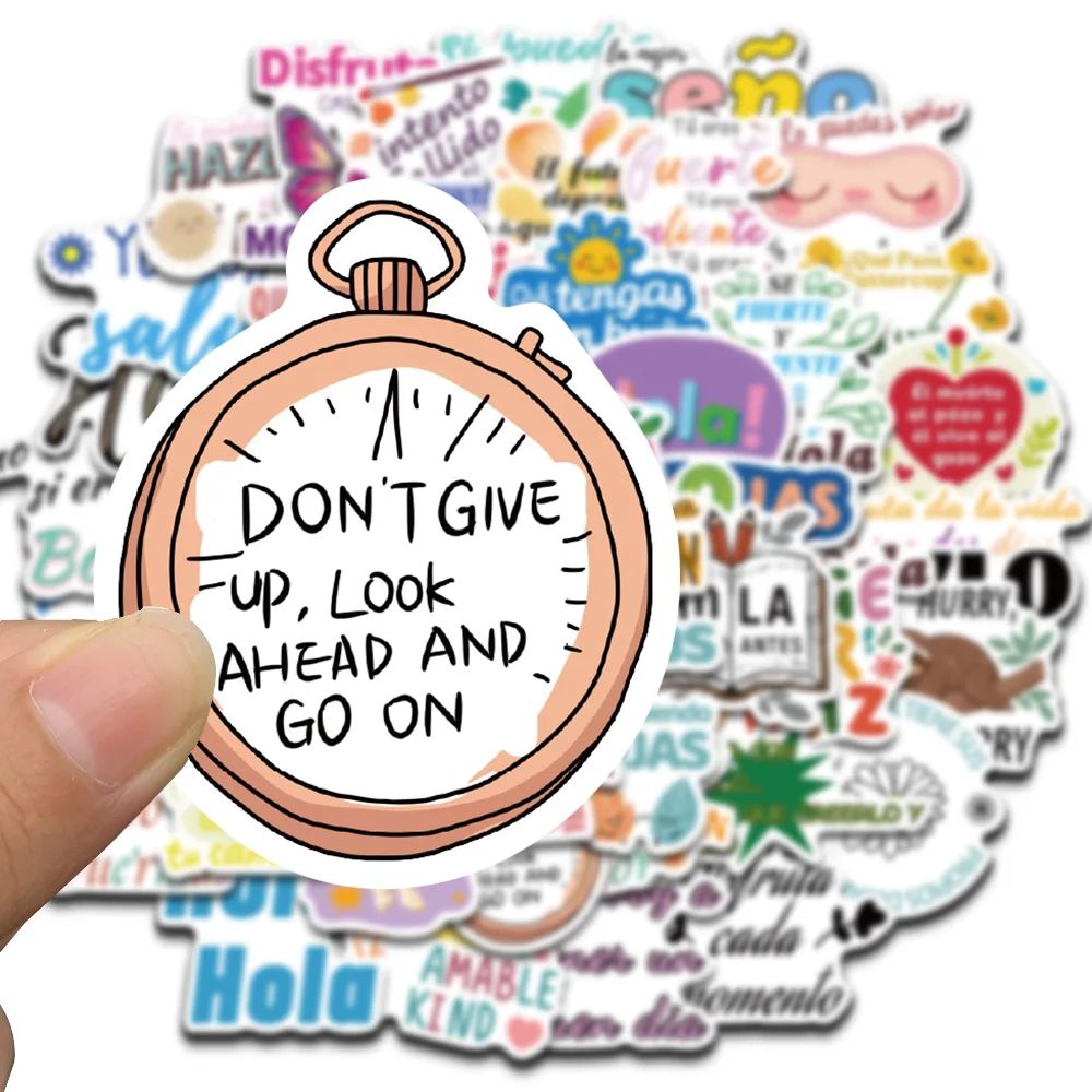 50PCS Spanish Motivational 2 Sticker Suitcase Scrapbook Y2k Home Decoration Coffee Skateboard Classic Notebook Graffiti Decals