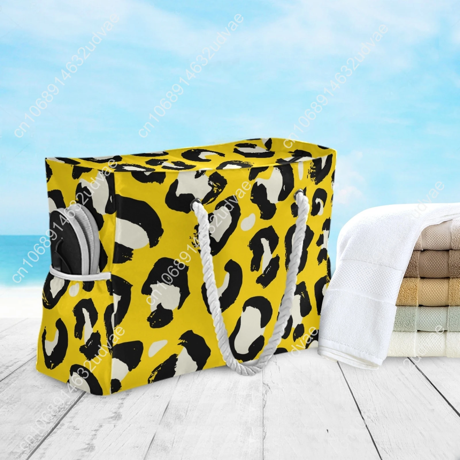 Designer Brand Women's Tote Bag Shoulder Bags Large Capacity Beach Bag Female Handbag High Quality Nylon Leopard Shopping Bag