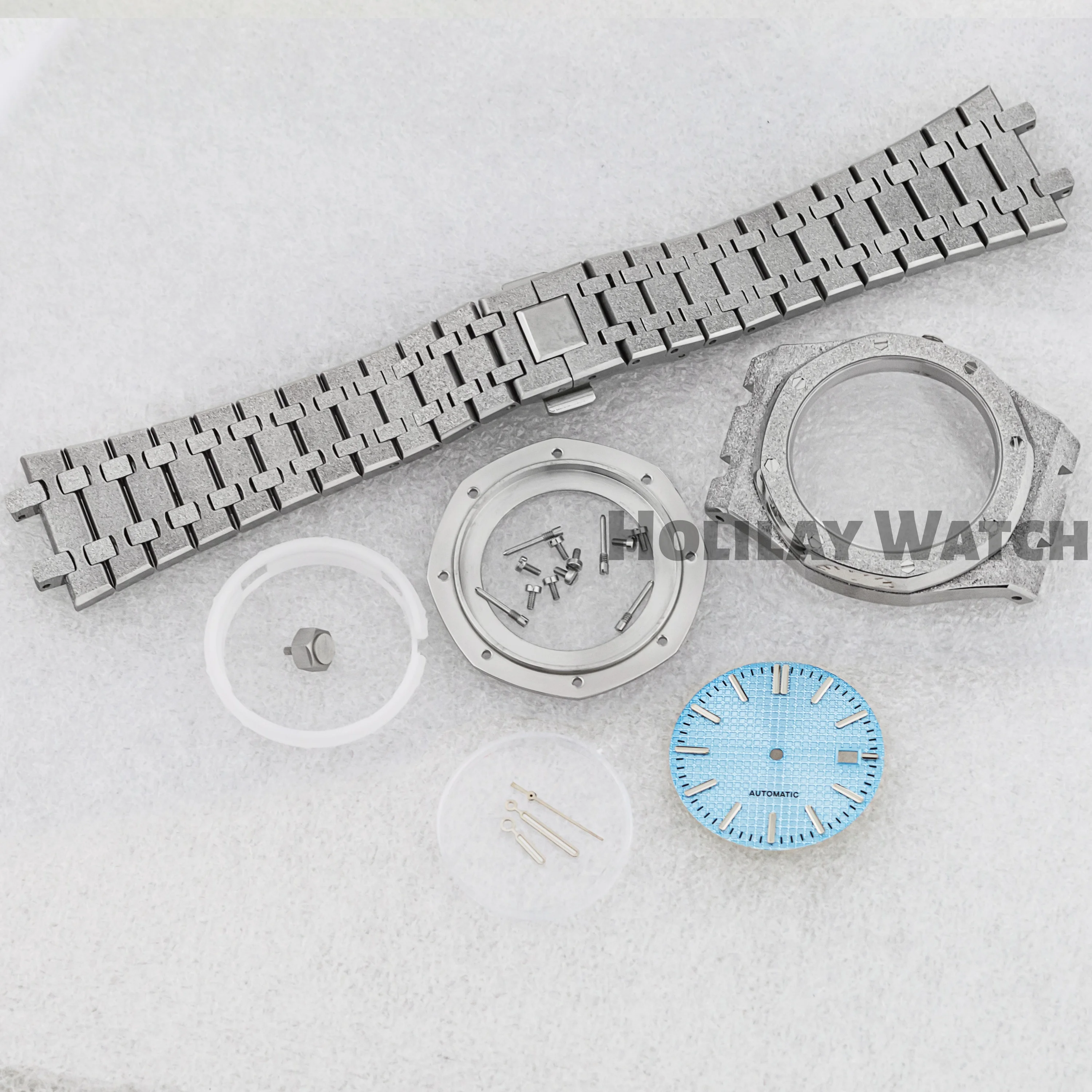 

42mm Watch Case Strap Sapphire Glass Stainless Steel Octagon Case Rose Gold for 31.8mm Dial NH35 NH36 Movement Royal Case