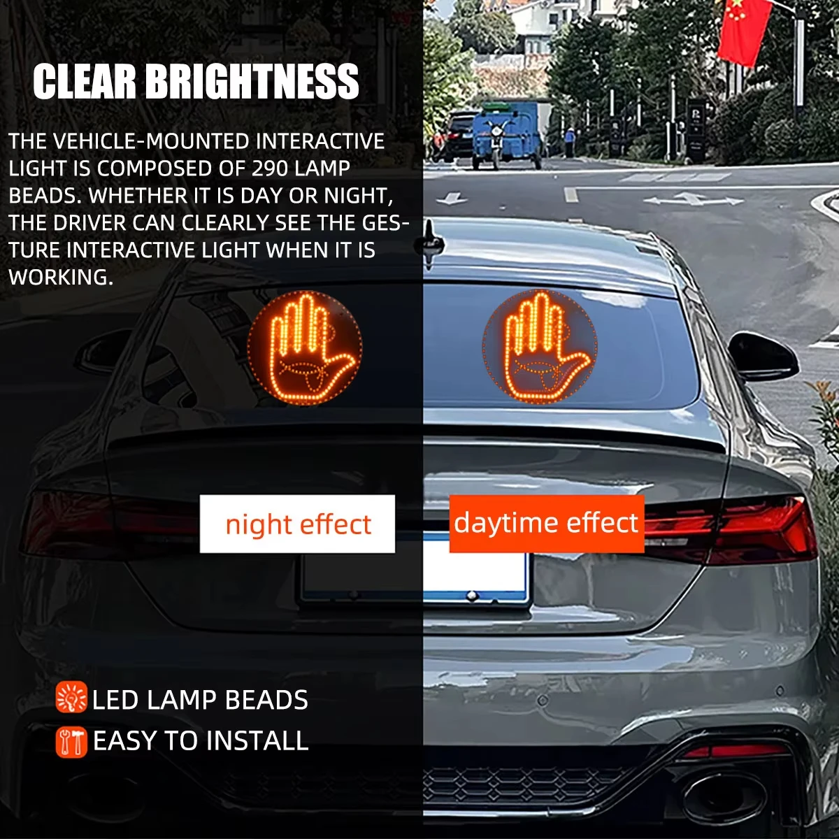 Car LED Funny Facial Expression Light With Remote Control Rear Window Multi-function Warning Reminder Lamp Exterior Accessories image 5