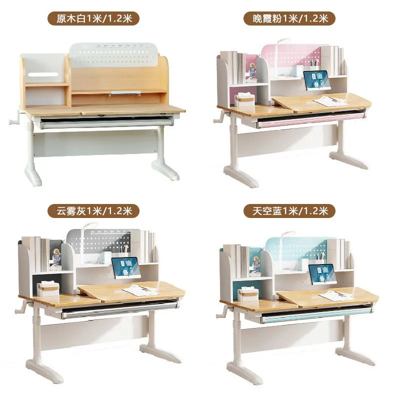 طاولة دراسة للأطفال وكرسي مجموعة رفع مكتب الكتابة الخشبي الصلب للطلاب #3