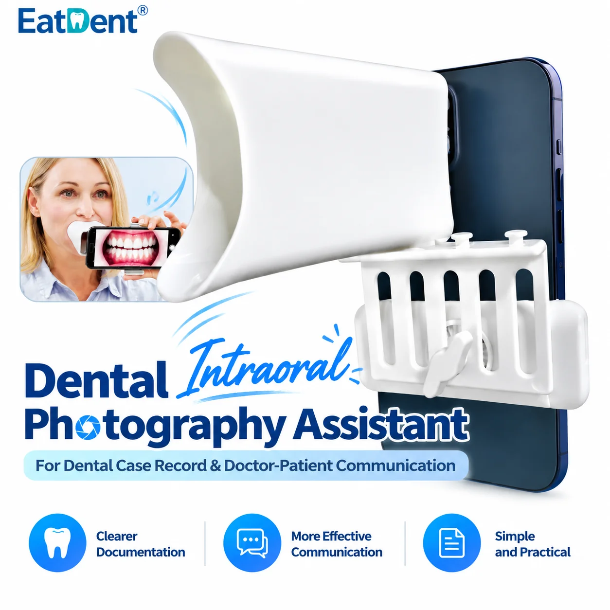 Dental Oral Mobile Phone Photo Positioning Device, Dental Orthodontic Recording Aid Position Adjustable Photography Assistant