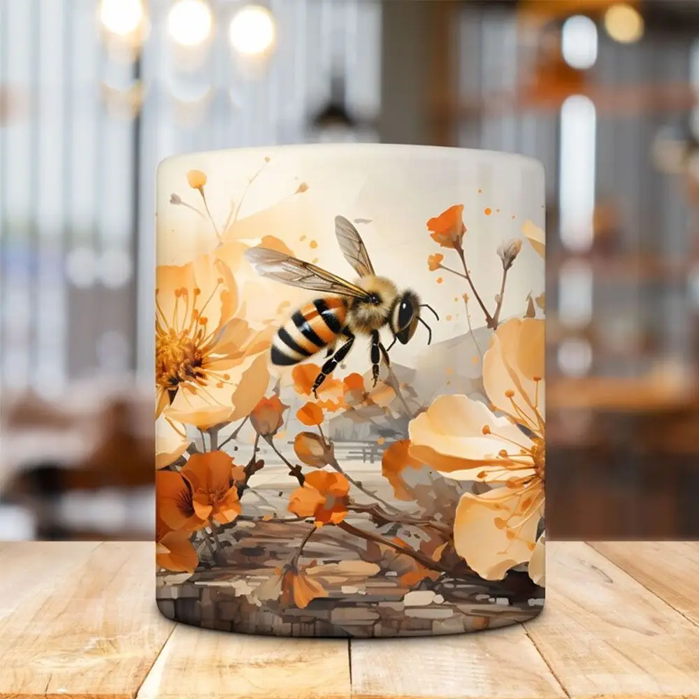 Creative 3D Bee Painted Mug New Bee Multi-Purpose 3D Space Design Mugs 3D Tea Cup