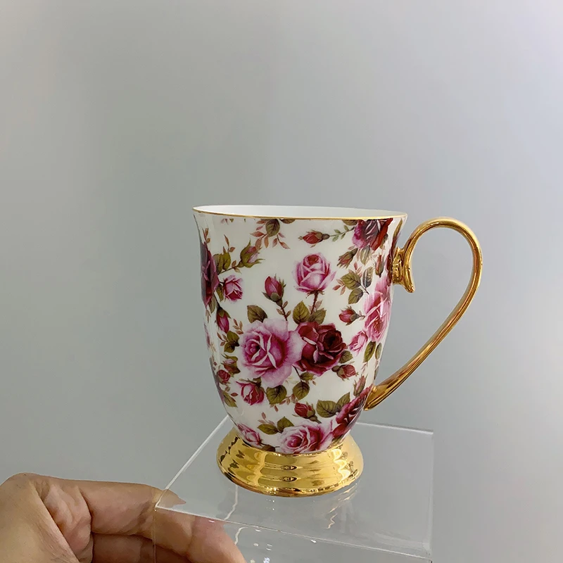

High-Grade Gold Handle Mug Royal Classics Style Cups of Coffee Afternoon Tea Cup Garden Teaware Girlfriend gift
