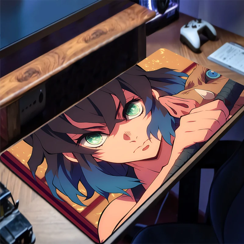 

Demon Slayer Hashibira Inosuke Mousepad Office Computer Desk Mat Keyboard Mouse Pad Cushion anti-slip Deskpad PC Large Mousepad