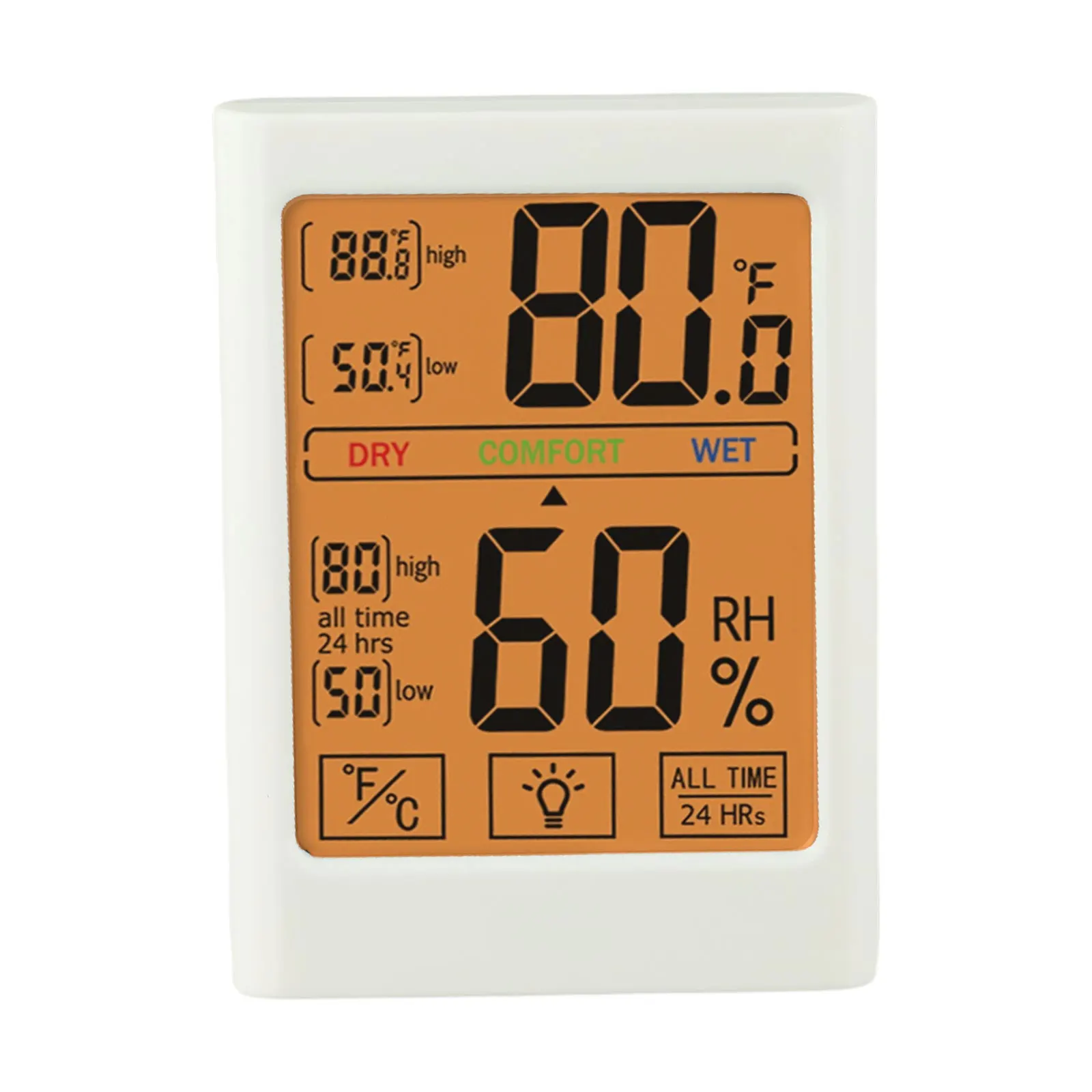 

LED Display Digital Thermometer Hygrometer Touchscreen Backlight Humidity Temperature Sensor Weather Station For Home